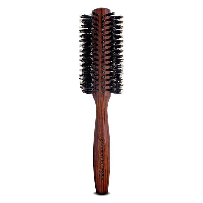 Spornette Deville Boar Bristle Round Brush for Women - Round Hair Brush for Blow Drying, Curling & Styling - Adds Shine, Volume & Lift to All Hair Types (2 Inch)