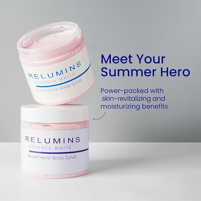 Relumins Premium Summer Body Scrub with Glutathione, Rosehip & Sea Salt – Hydrating Exfoliating Scrub for Smooth, Radiant Skin, Glowing Summer Skin – Gentle Moisturizing Formula – 400ml x 5 Tubs