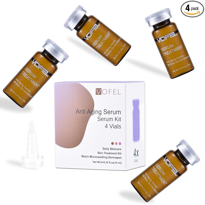 Anti Aging Serum with Hyaluronic Acid for Microneedling Serum Ampoules for Face 0.35 oz 4 Vials