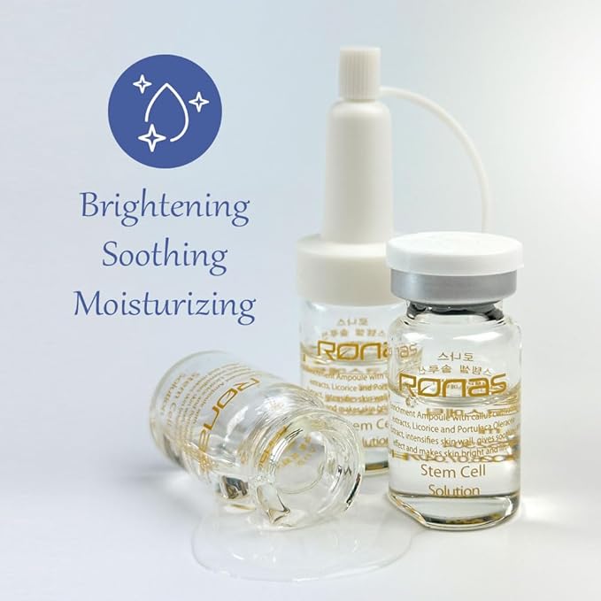 Ronas Stem Cell Solution ampoules Anti Aging Formula Best Anti Aging Serum Plant Stem Cells Hyaluronic Acid Restore Replenish Skin Smooth Wrinkles All Skin type 0.16oz 10vial
