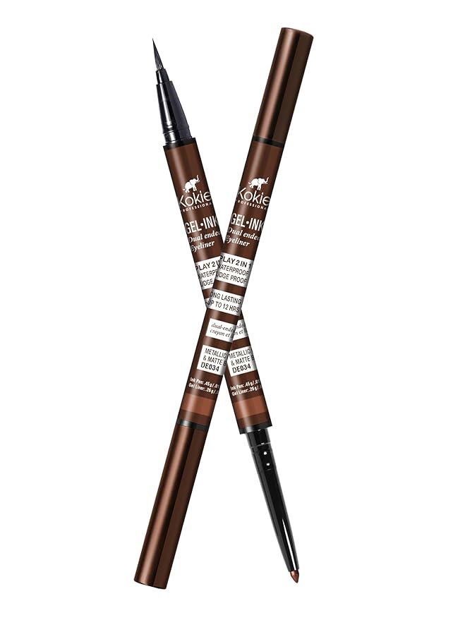 Kokie Gel Ink Dual Ended Eyeliner (Matallic Copper/Matte Brown)