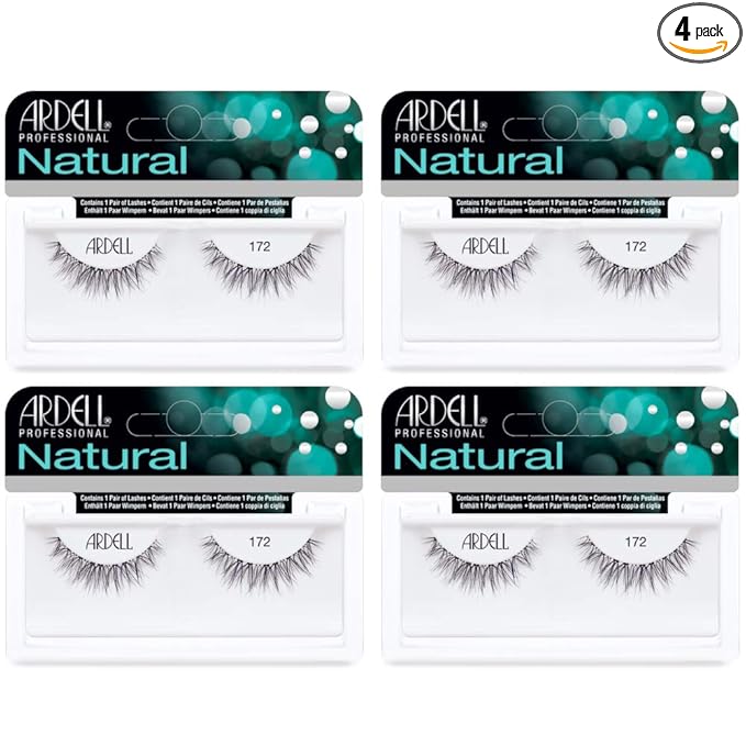 Ardell Lashes 172 - Reusable, Natural Look Fake Eyelashes, Long-Lasting Eyelashes for Everyday Wear, 4 Pack