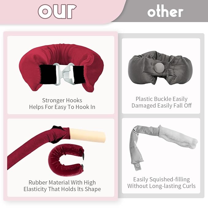 Heatless Curls Overnight Rods Heatless Hair Curler Hair Curlers To Sleep In Heatless Curls Blowout Rods Heatless Curling Rods With Luxury Cloth Bag Scarf For All Hair Types (Bright Red, 3Rods)