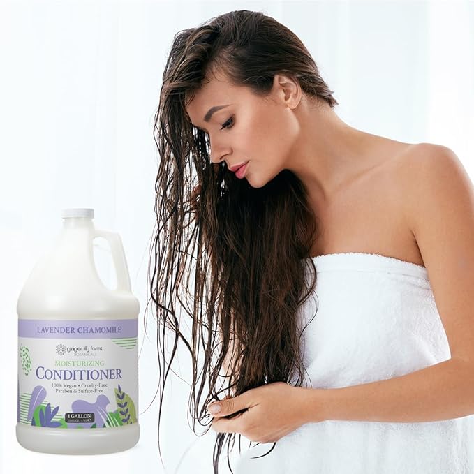 Ginger Lily Farms Botanicals Moisturizing Conditioner for Dry Hair, 100% Vegan & Cruelty-Free, Lavender Chamomile Scent, 1 Gallon (Pack of 4)