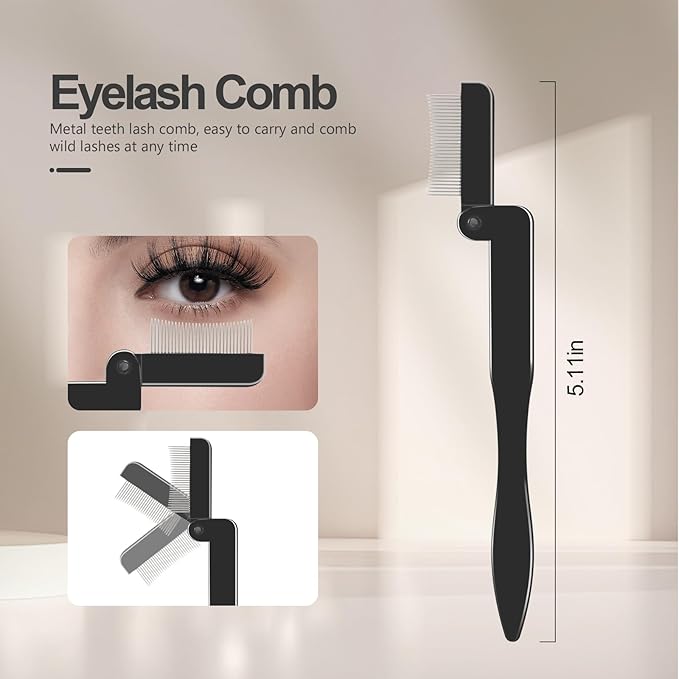 SWEET VIEW Eyelash Comb Lash Separator Tool Brow Brush & Lash Spoolie Professional Eye Makeup Tools (4 Pieces Set)