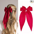 Silky Satin Oversized Long-tail Bow Clip, Large Red Hair Bow for Women Girl, Hair Accessories with Long Tail, 1Pcs