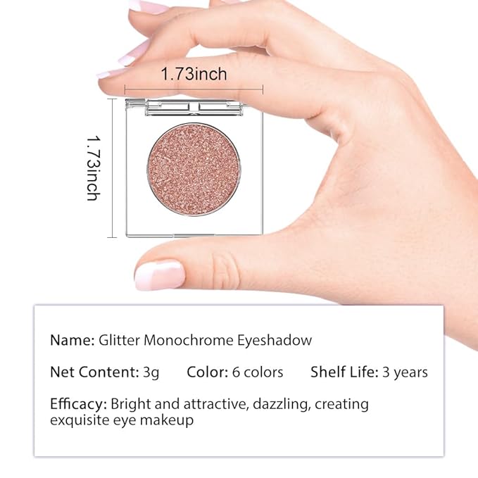 CAKAILA Champagne Rose Gold Monochrome Shimmer Eyeshadow Palette Makeup,Long Lasting Naturing-Looking Lightweight Glitter Single Eyeshadow,Neutral Powde Eye Shadow for Older Women