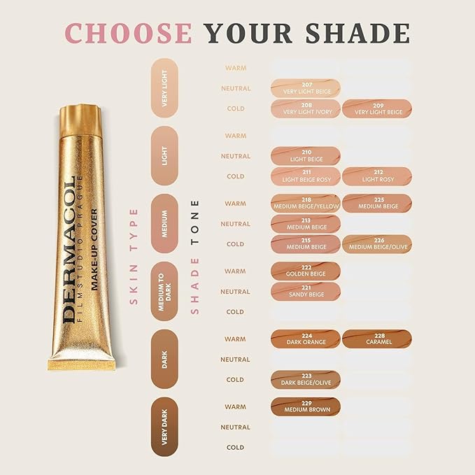 Dermacol - Full Coverage Matte Foundation with SPF 30, Waterproof Foundation for Oily Skin, Acne, & Under Eye Bags, Long-Lasting Makeup, 30g - Shade 224