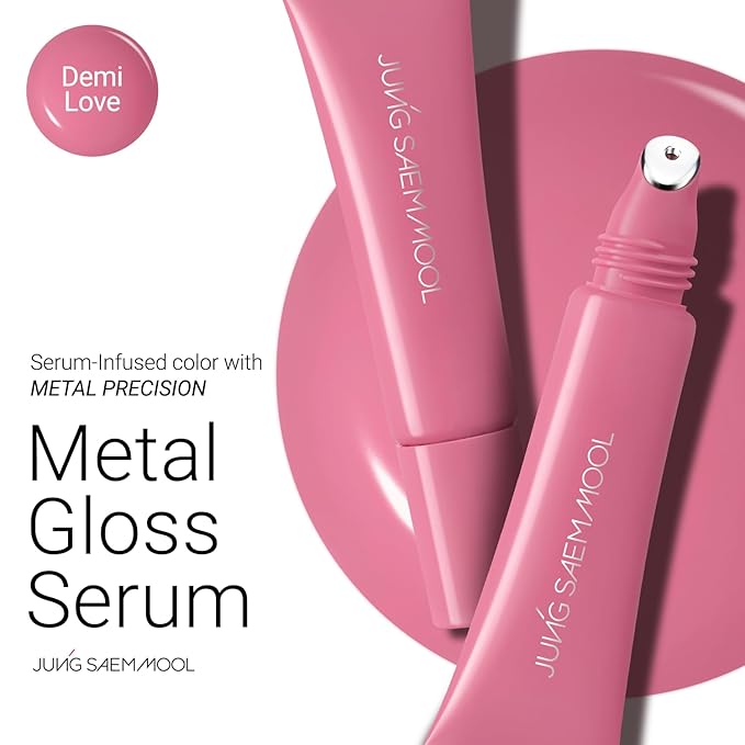 JUNG SAEM MOOL LIP-PRESSION Metal Serum Gloss | Hydrating Tinted Lip Balm with a Hygiene Precision Metal Applicator & Serum Infused Ingredients, Korean Lip Plumper Gloss (Demi Love)