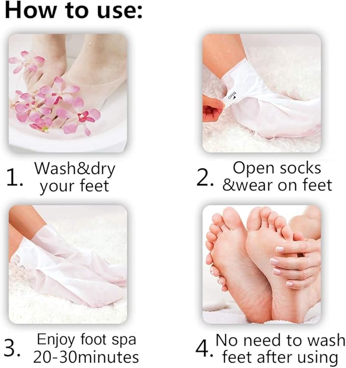 MOND'SUB Honey & Almond Nourishing Foot Masks - Foot Moisturizing Mask for Dry Skin to Deep Hydrating and Brightening Moisturize, Repair Rough Damage Skin for Women & Men(5 Pairs)