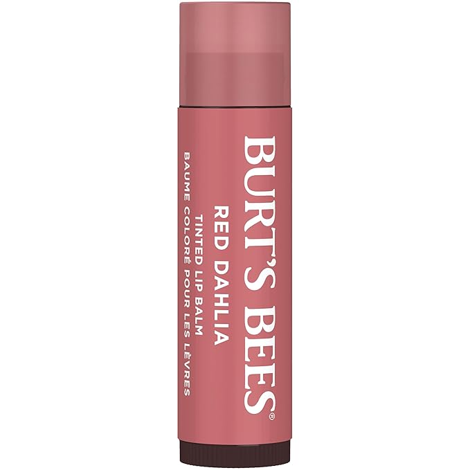 Burt's Bees Mothers Day Gifts, Lip Tint Balm with Long Lasting 2 in 1 Duo Tinted Balm Formula, Color Infused with Deeply Hydrating Shea Butter for a Buildable Finish, Red Dahlia (2-Pack)