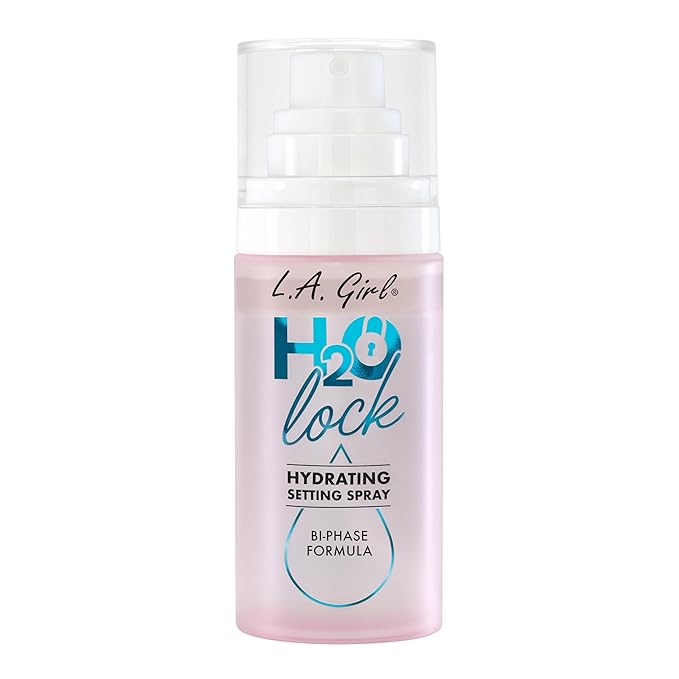L.A. Girl H2O Lock Setting Spray, Bi-Phase Hydrating Makeup Setting Mist with Aloe Vera, Vitamin E, Cucumber Extract, Dewy Finish, Long-Lasting G97882
