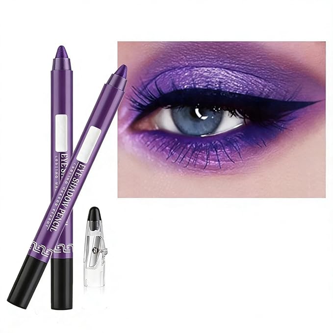 Purple Eyeshadow Stick, Highlighter Eye Liner,Eye Brightener Stick, Shimmer Creamy eye shadow, Waterproof Eyeshadow Pencil Long Lasting Eye Shadow Makeup.#3 purple shimmer