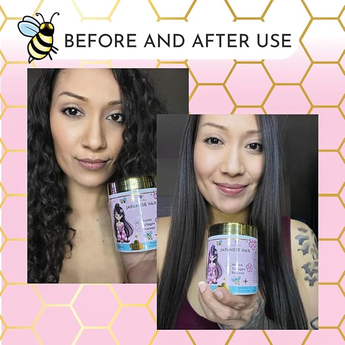 Japanese BTX Hair Mask for Damaged Hair B-TOX – Collagen & Keratin Treatment with Beeswax & Seaweed, Anti-Frizz, Protein Repair, Formaldehyde-Free, 8.8 oz