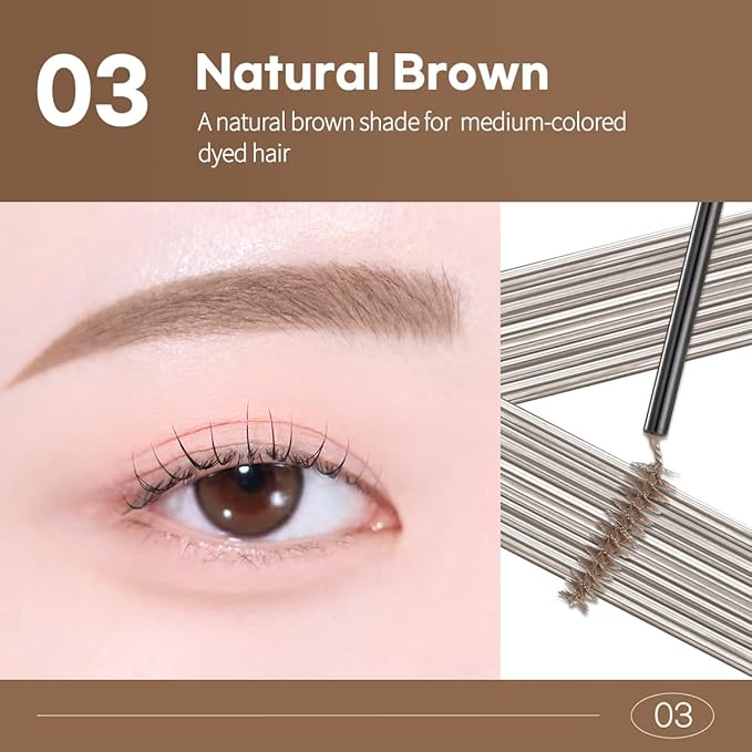 PERIPERA Speedy Skinny Brow Mascara (03 NATURAL BROWN), Tinted Eyebrow Mascara with Slim Precision Brush, Clump-Free Natural Brows, K Beauty, Korean Makeup