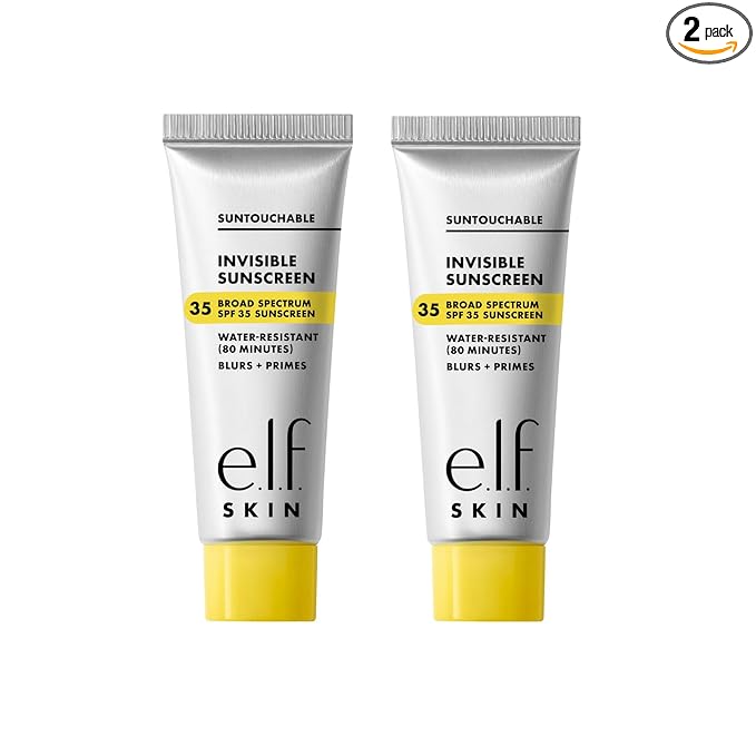 e.l.f. SKIN Suntouchable Invisible SPF 35 Mini, Lightweight, Gel-based Sunscreen For A Smooth Complexion, Doubles As A Makeup Primer, Vegan & Cruelty-Free (Pack of 2)