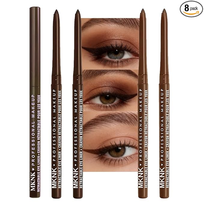 4Pcs Retractable Creamy Eyeliner & Eyeshadow Sticks for Women, Black White Brown Blue Purple Green Gray Colors, Ultra Pigmented Eye Pencils, Matte Satin Finish,Vegan (4 Pcs: 11#2 each of 02 + 04)