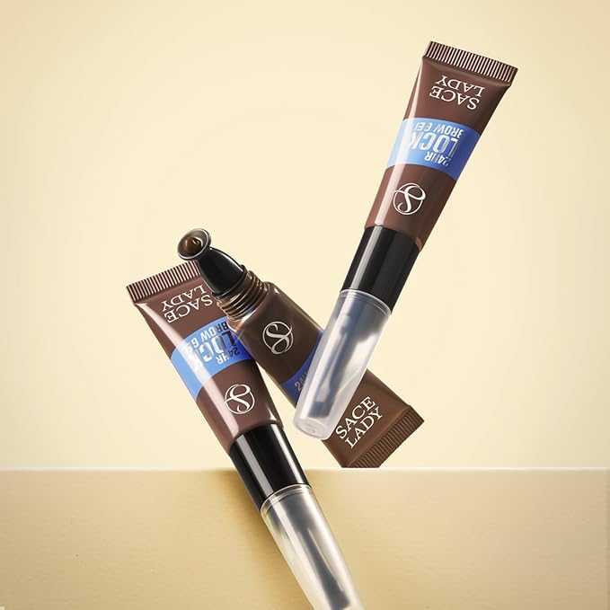 SACE LADY 24H Lock Eyebrow Gel, Waterproof Brow Gel Brown with Built-in Brush, Long-Lasting Natural Pigmented Eye Makeup for Women (02 Dark Brown)