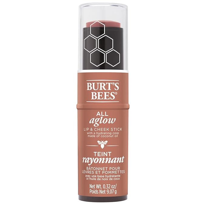 Burts Bees 100% Natural All Aglow Lip & Cheek Stick, Peach Pond - 1 Tube