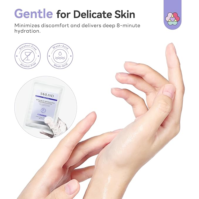 SAVILAND Intensive Repairing Hand Mask: 8-Minute Rescue Moisturizing Gloves with Shea Butter Aloe Honey for Extra Dry Skin Extreme Cracked Hands Sensitive Skin Friendly Hand Moisturizer Gloves 6 Pairs