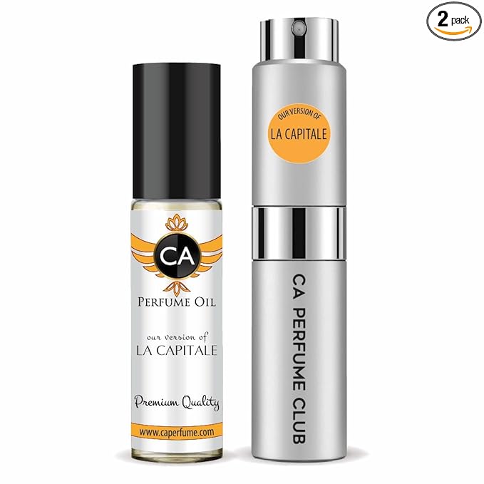 CA Perfume Duo Impression of La Capitale For Women And Men Perfume Layering Set Long Lasting Travel Size EDP + Body Oil Roll-On Bottle 0.27 Fl Oz+0.33 Fl Oz
