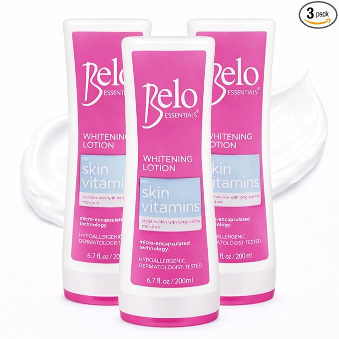 Belo Essentials Body Lotion with Skin Vitamins Lightweight Formula Quick Absorb Soft Texture for Daily Skincare - 200ml x 3 Bottles