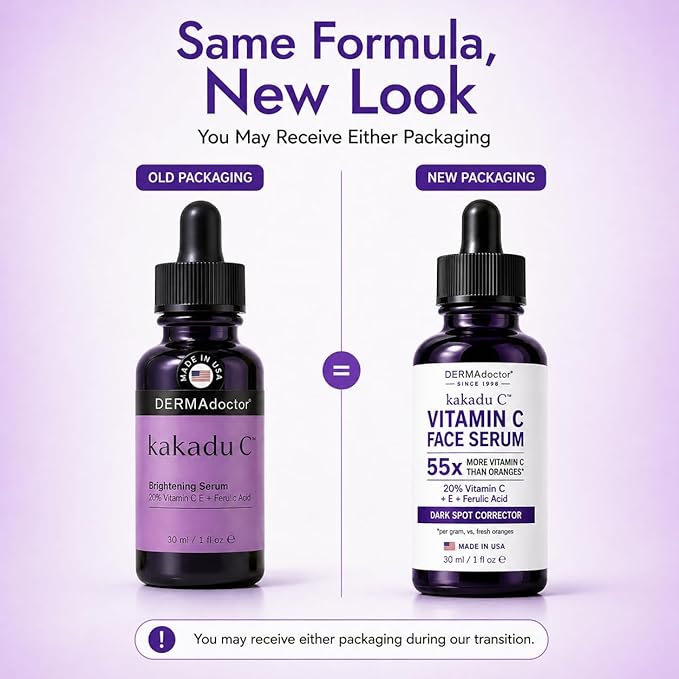 DERMAdoctor Vitamin C Serum For Face 20% Vitamin C, Vitamin-E, Ferulic Acid, Ascorbic Acid Concentrated Dermatologist-Formulated Anti Aging Face Serum, Hydrating & Discoloration - 1.0 fl oz