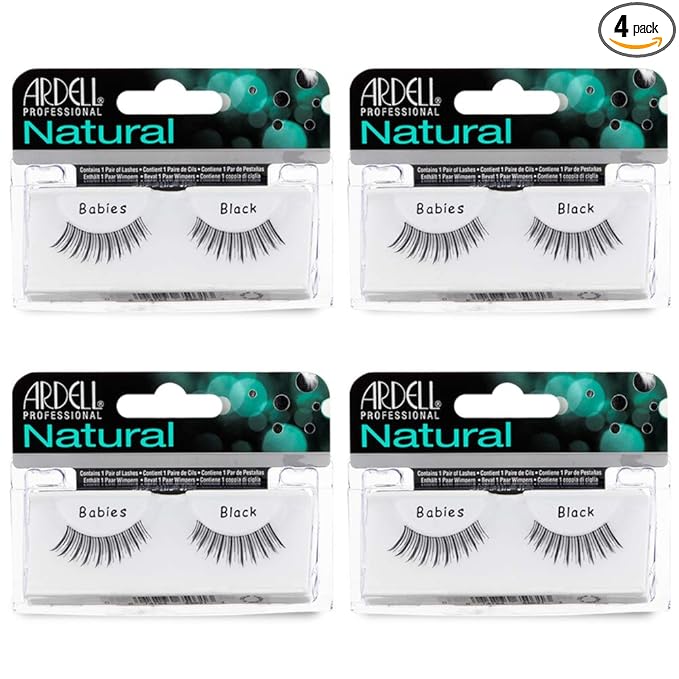Ardell False Eyelashes, Babies - Lightweight, Natural Look Strip Lashes with Invisiband for Everyday Wear, 4 Pack