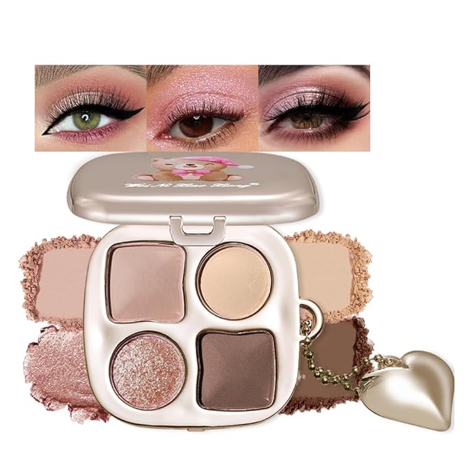 Mini Rose Pink Mauve Eyeshadow Palette with Mirror – Matte&Shimmer High-Pigment, Blendable, Long-Lasting Waterproof Mini Smokey Eye&Contour Palette for Sweet Glam Makeup, Paleta de Sombras de Ojos