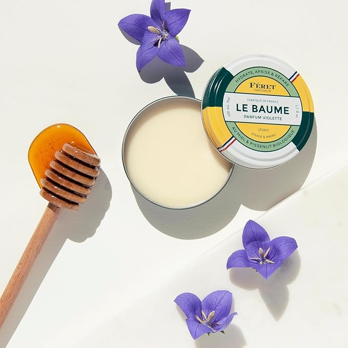 Feret Parfumeur Le Baume Multi-Purpose Balm – Deeply Hydrating Moisturizer for Dry Cracked Skin, Lips & Cuticles - Natural Lip Balm with Shea Butter & Honey -Made in France - Pack 2-50ml/1.7 Ounce