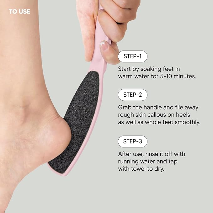 Wide Emery Foot File(Pink), Double-Sided Pedicure Tool, Colossal Professional Foot Scrubber for Men & Women, Effective for Cracked Heel, Callus Remover