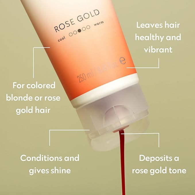 FOUR REASONS Color Mask, Rose Gold (27 Colors) – Hair Gloss & Color Depositing Conditioner – Semi Permanent Hair Toner for Color-Treated Hair Color For Women – Vegan & Cruelty-Free – 6.76 fl oz