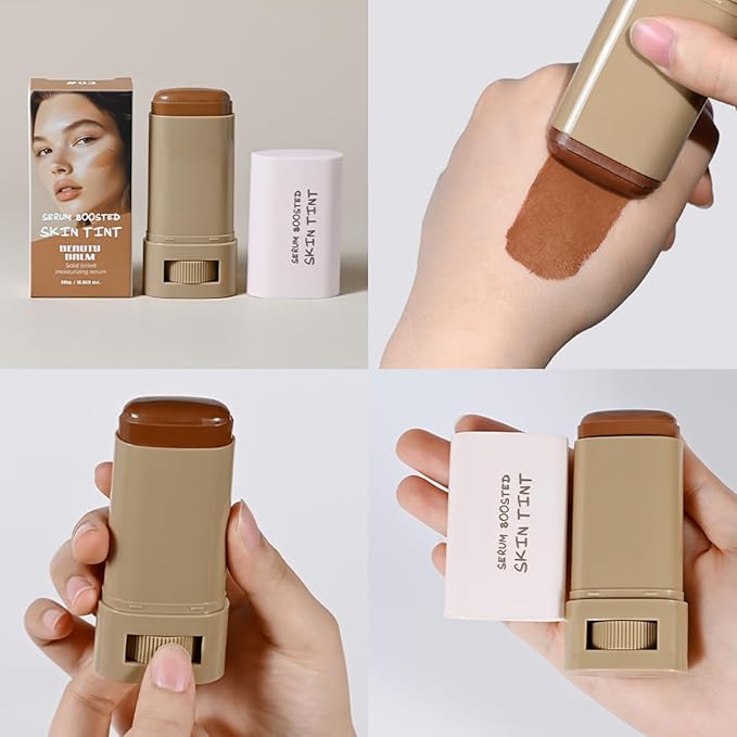 FYEBOO 2025 New Beauty Balm Serum Boosted Skin Tint, Solid Tinted Serum Contour Stick, Hydrating Tinted Moisturizer Foundation Stick, Radiant Dewy Natural Finish Facial Color Correct (# 01)