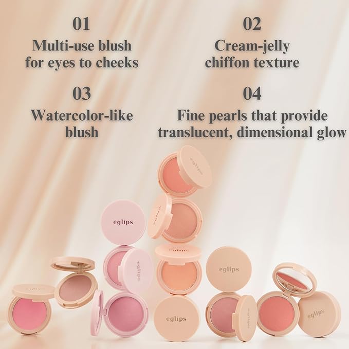 All Over Blusher - Multi-Use Cream Jelly Blush for Eyes & Cheeks Easy Blend and Buildable Texture with Shimmery Pearls Transparent Natural Finish Korean Face Makeup (11 SHERBET, 0.17 oz)