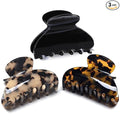 Medium Claw Hair Clips for Women Girls Tortoise Hair Jaw Clips Celluloid Hair Claw Clamps Leopard Print Hair Clasp 3 Pack