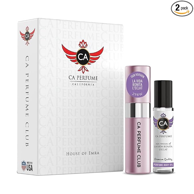 CA Perfume Duo Impression of La Vida Bonita L'eclat For Women Perfume Layering Set Long Lasting Travel Size EDP + Body Oil Roll-On Bottle 0.27 Fl Oz+0.33 Fl Oz