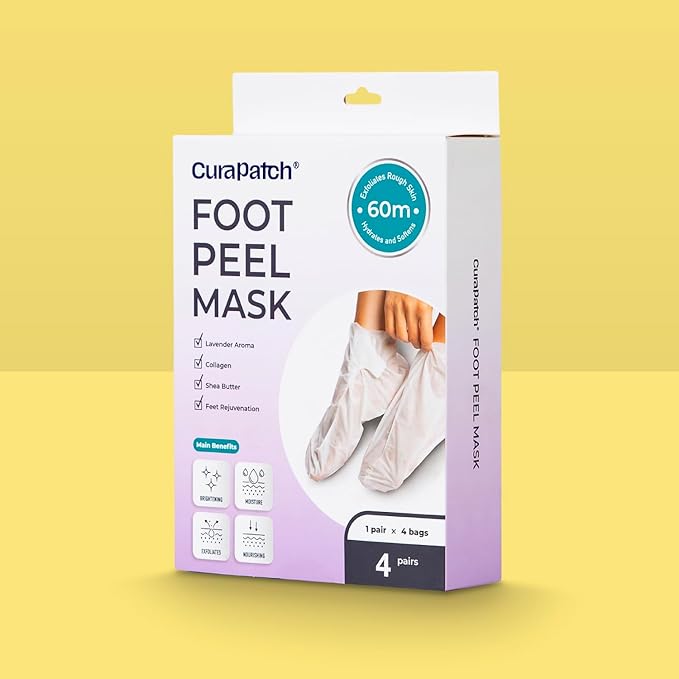 Lavender Foot Peel Mask, 4 Pairs, 60 Minute Treatment, Exfoliating and Hydrating