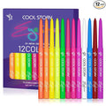 COOL STORY Neon Eyeliner Pencils Set Waterproof Smudge-proof 12 Color Women Makeup Gel Delineador UV Rave Face Body Painting Rainbow Pen Glow in the Dark