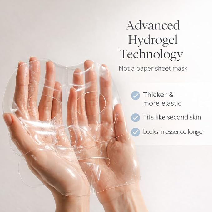 Hydrogel Sheet Mask with Exosome Complex, Intensive Hydration & Firming Facial Mask, Cooling Soothing Korean Skincare, 25g x 5 Sheets