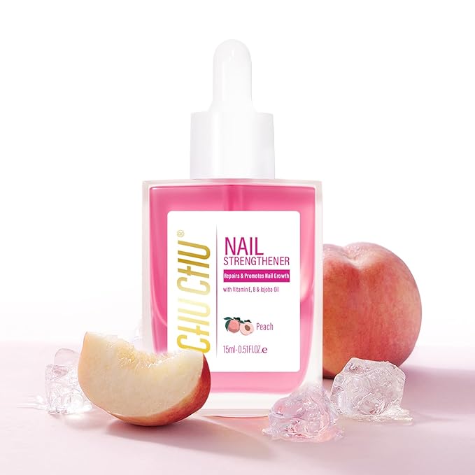 CHUCHU Vegan Cuticle Oil for Nails: Peach Jojoba Nail Cuticle Oil with Vitamin B & E for Moisturizes Cuticle and Nail's Skin - Prevents Hangnails and Chapped 15ML