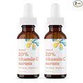 ASUTRA 20% Vitamin C Serum, 1 fl oz (Pack of 2) - Ferulic & Hyaluronic Acid, Vitamin E, Aloe, Jojoba, Brightening Face Serum