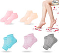 TEAWOO 5 Pairs Moisturizing Socks (2 Silicone Socks & 3 Heel Socks) for Dry Cracked Feet, Spa Gel Socks Foot Care After Pedicure, Toeless Socks to Soften and Hydrate Feet Heels