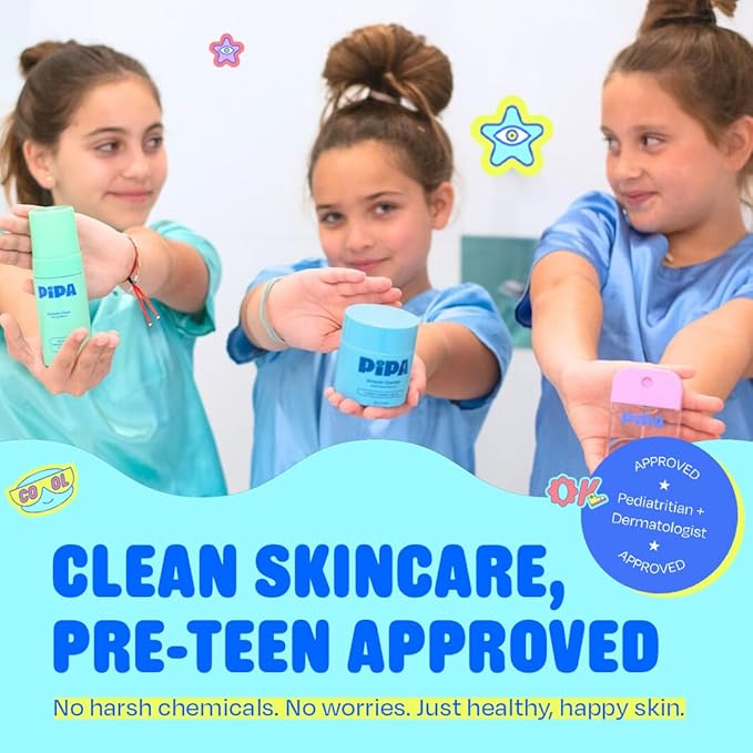 Pipa Skincare Clean Start Kids Skincare Set for Girls & Tweens 8-12 | 3-Step Alcohol-Free Routine | Foam Cleanser + Moisturizer + Facial Mist | Birthday Gift Bundle