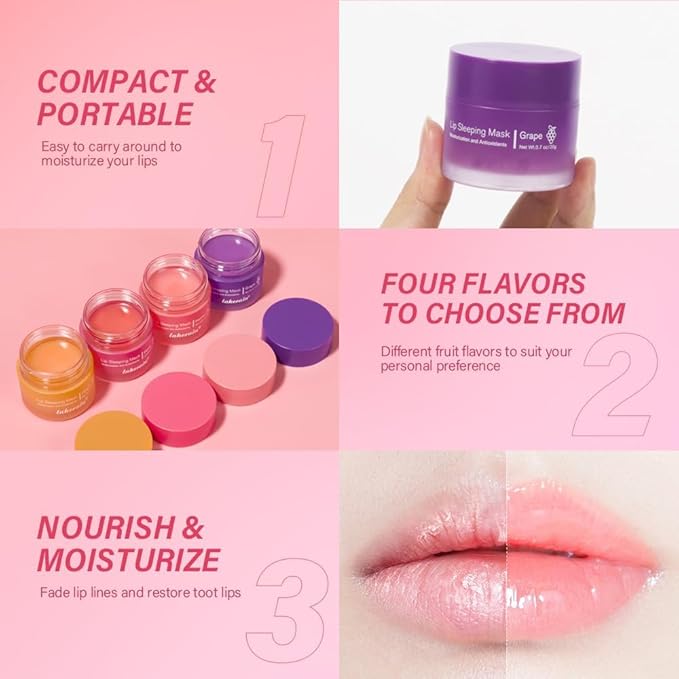 Hydrating Sleeping Lip Mask for Intense Overnight Moisture. (2, Berry)