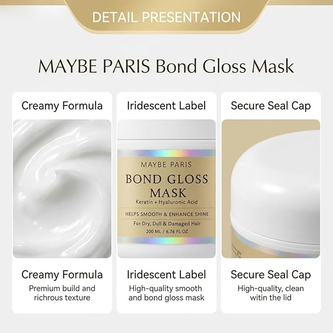Olavita Serum Maybe Paris Bond Gloss Mask, Deep Repair Hair Mask, Helps Support Stronger, Hydrating & Gloss Deep Hydration For Dry, Dull, Damaged, Brittle Hair(1 PCS)