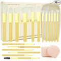 Yellow Make up Brush Set – 18PCS Makeup Brushes for Powder, Foundation, Eyeshadow – With Rubber Coated Handles, Painted Aluminum Ferrules, Travel Bag & 2 Makeup Sponges– For Women & Beginners