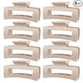 TOCESS Hair Claw Clips for Women - 8PK Large Neutral Matte Square Jumbo Hair Clips for Thick, Thin, Long, Short, Curly Hair Girls, Big Jaw Clip Set for Daily Use (Cream Beige)