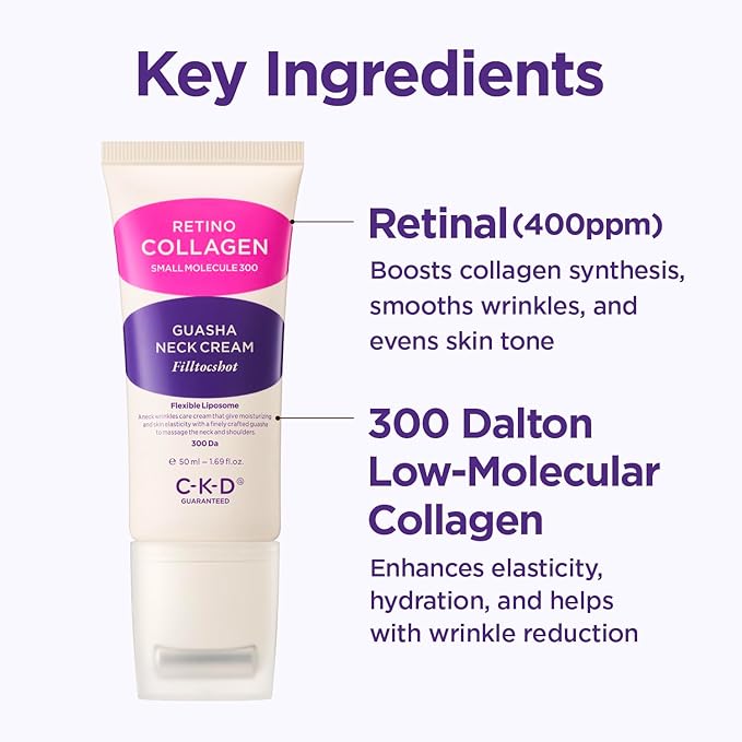 CKD Gua Sha Filltocshot Neck Cream - Advanced Tightening & Firming Neck Moisturizer for Deep Wrinkles, Sagging Skin & Turkey Neck, Powerful Anti-Aging Korean Skincare, 1.69 fl oz