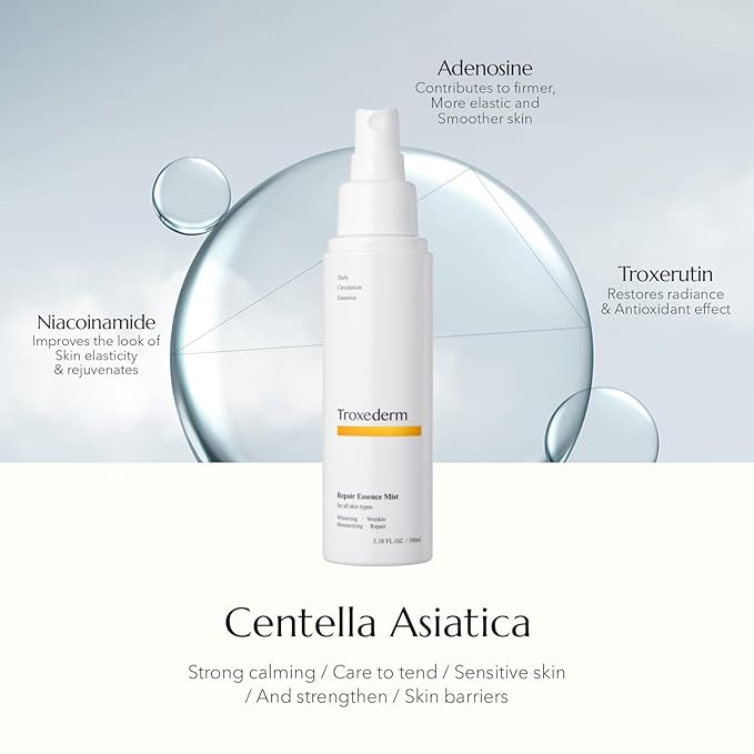 Repair Essence Toner Mist – Travel Size Korean Face Mist with Niacinamide, Troxerutin & Centella Asiatica, Carry-On Friendly Hydrating Spray for Barrier Care, 1.01 Fl.oz
