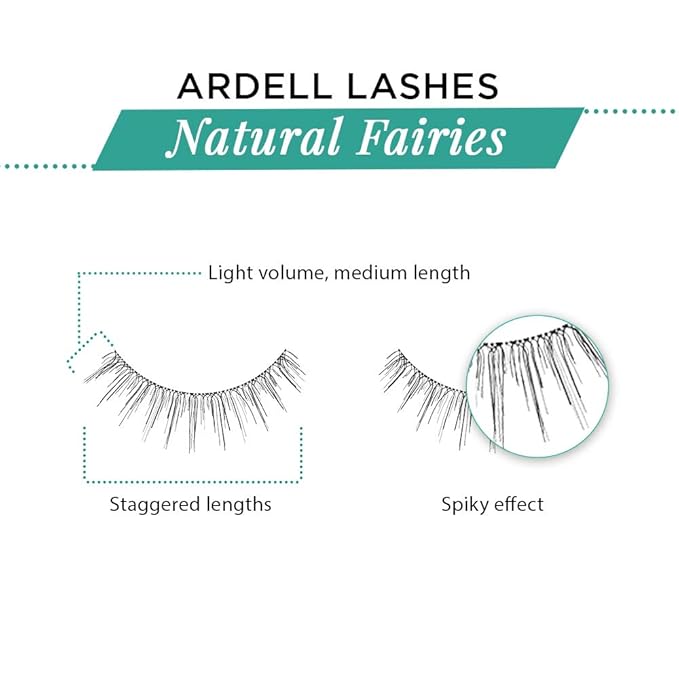 Ardell Natural False Eyelashes Fairies - Black, Lightweight Reusable Strip Lashes, 4 Pack